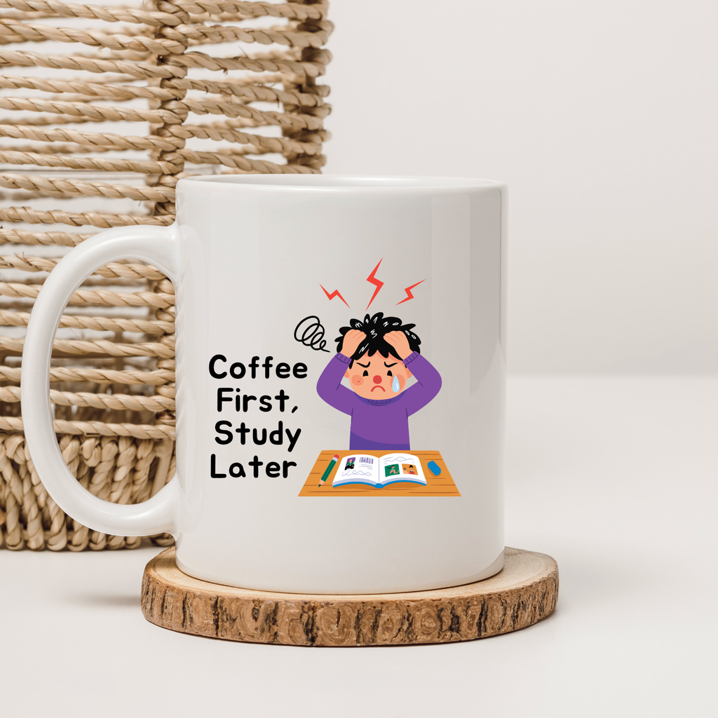 Coffee First Study Later Mug for Kids | Funny Kids Coffee Cup | Gift Mug India | Cute Coffee Mug | Morning Funny Coffee Cup | Ceramic Coffee Cup Office Gift |
