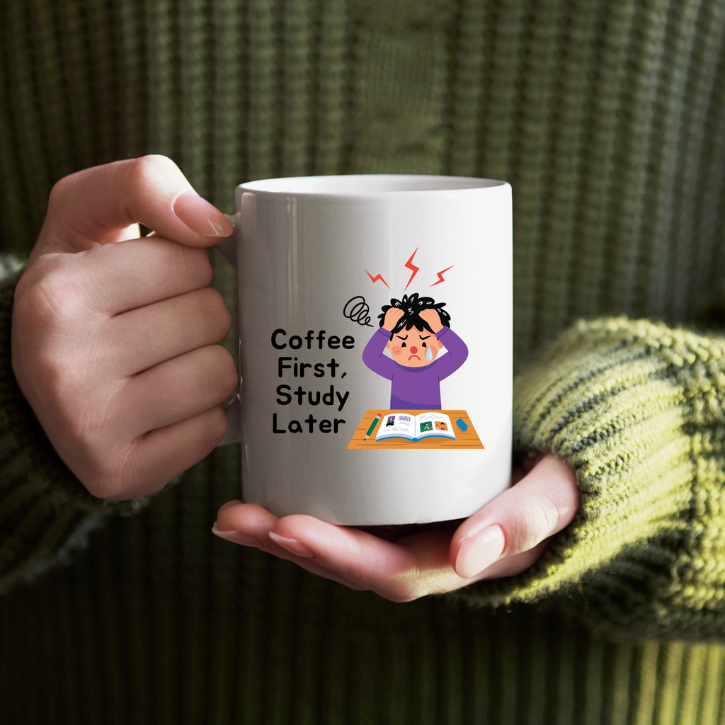 Coffee First Study Later Mug for Kids | Funny Kids Coffee Cup | Gift Mug India | Cute Coffee Mug | Morning Funny Coffee Cup | Ceramic Coffee Cup Office Gift |