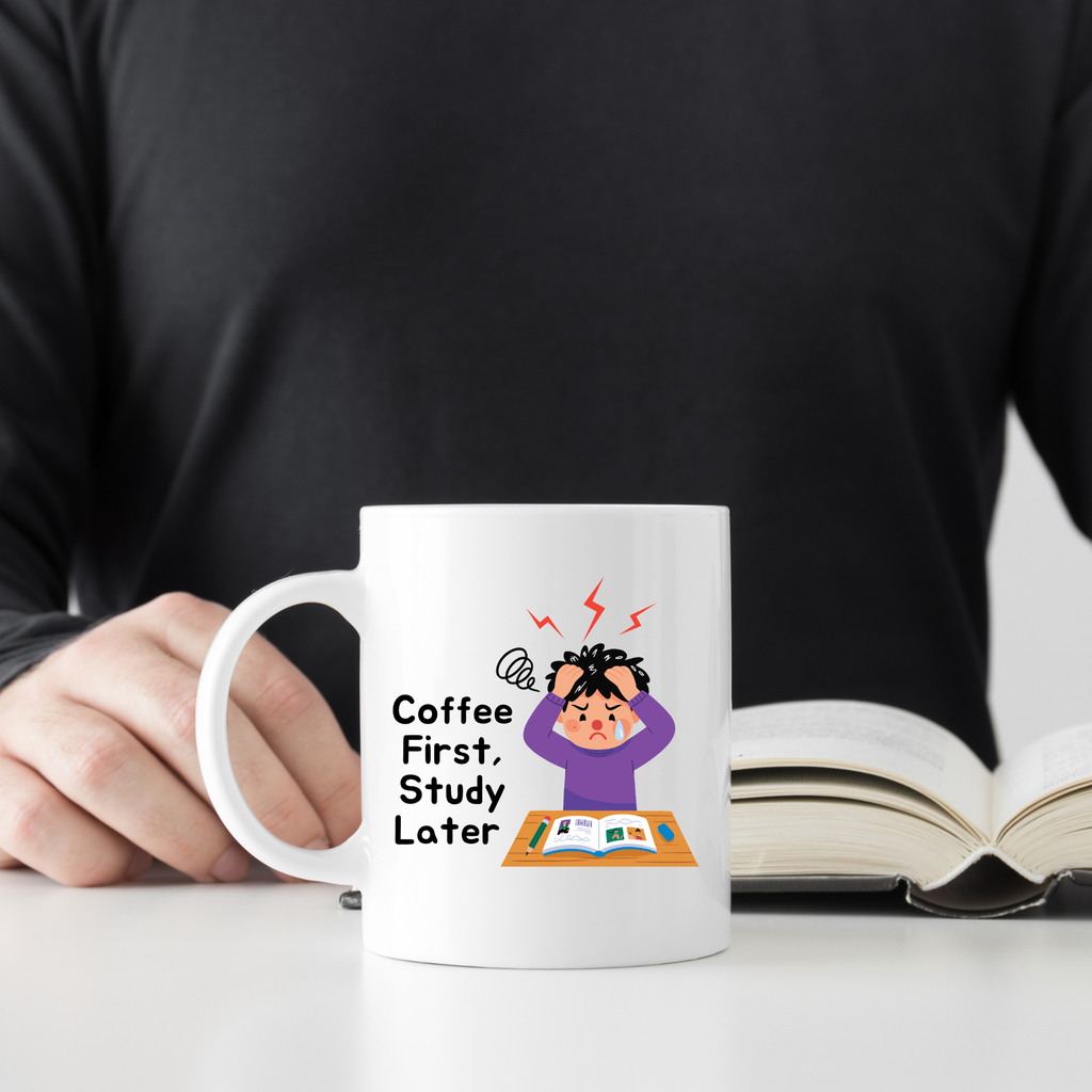Coffee First Study Later Mug for Kids | Funny Kids Coffee Cup | Gift Mug India | Cute Coffee Mug | Morning Funny Coffee Cup | Ceramic Coffee Cup Office Gift |