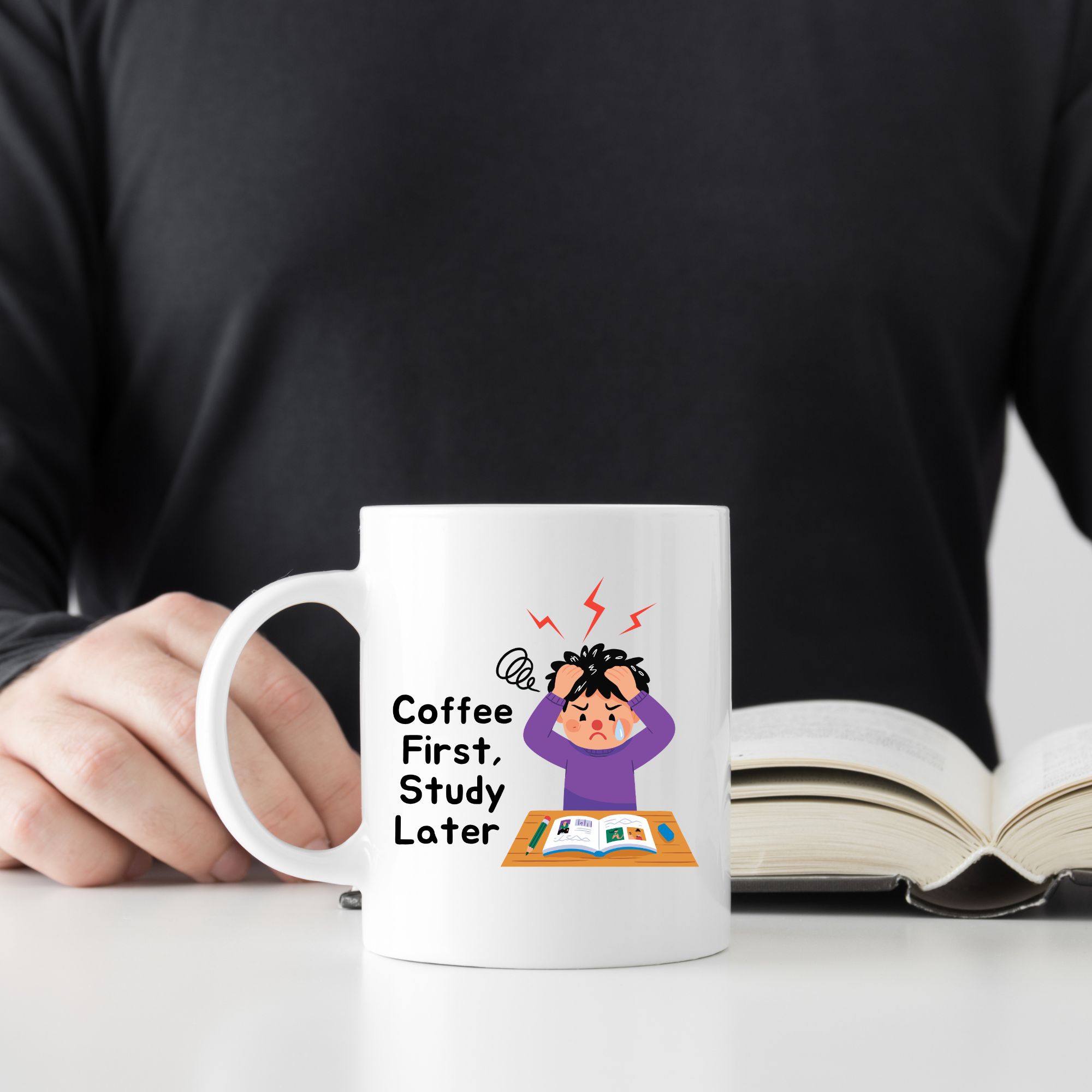 Coffee First Study Later Mug for Kids | Funny Kids Coffee Cup | Gift Mug India | Cute Coffee Mug | Morning Funny Coffee Cup | Ceramic Coffee Cup Office Gift |