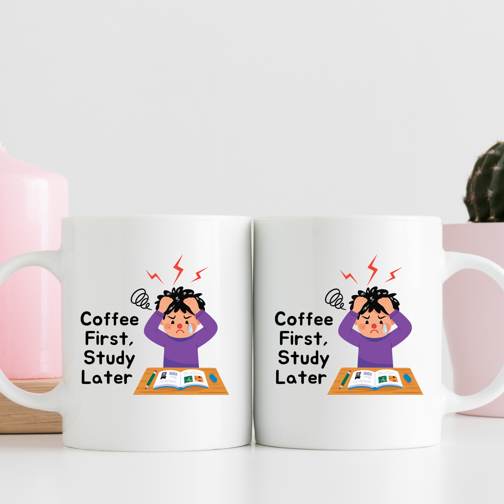 Coffee First Study Later Mug for Kids | Funny Kids Coffee Cup | Gift Mug India | Cute Coffee Mug | Morning Funny Coffee Cup | Ceramic Coffee Cup Office Gift |