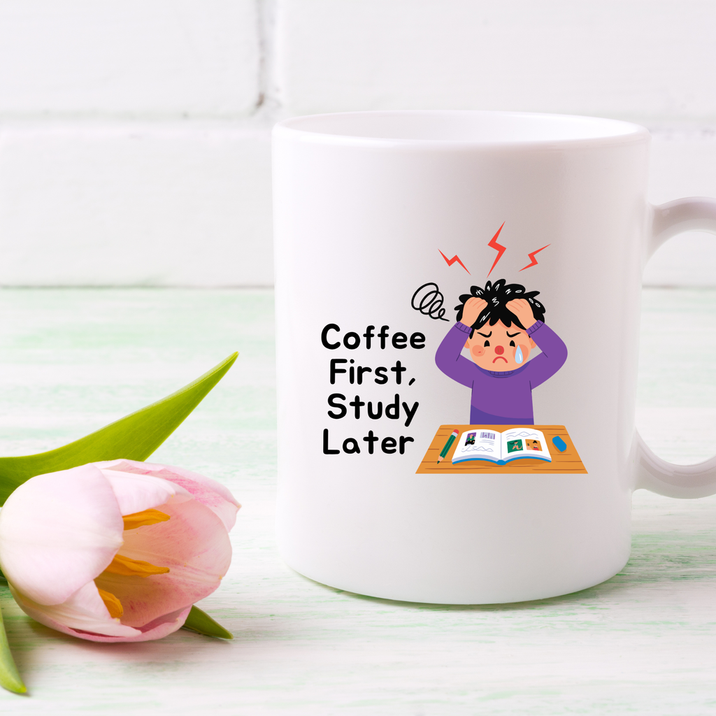 Coffee First Study Later Mug for Kids | Funny Kids Coffee Cup | Gift Mug India | Cute Coffee Mug | Morning Funny Coffee Cup | Ceramic Coffee Cup Office Gift |