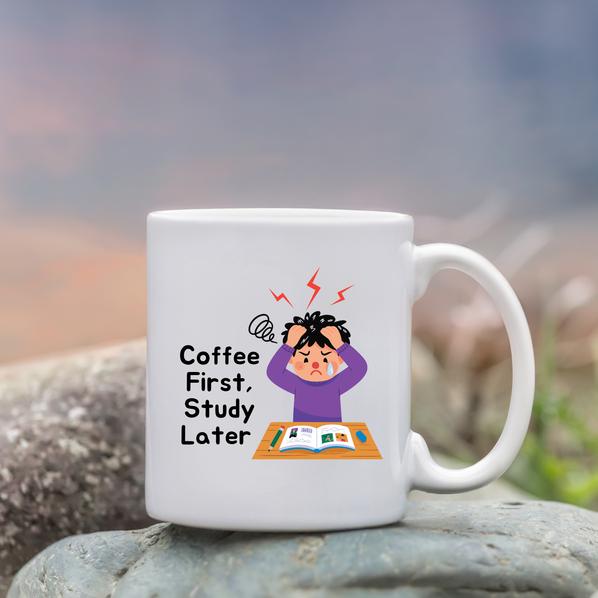 Coffee First Study Later Mug for Kids | Funny Kids Coffee Cup | Gift Mug India | Cute Coffee Mug | Morning Funny Coffee Cup | Ceramic Coffee Cup Office Gift |