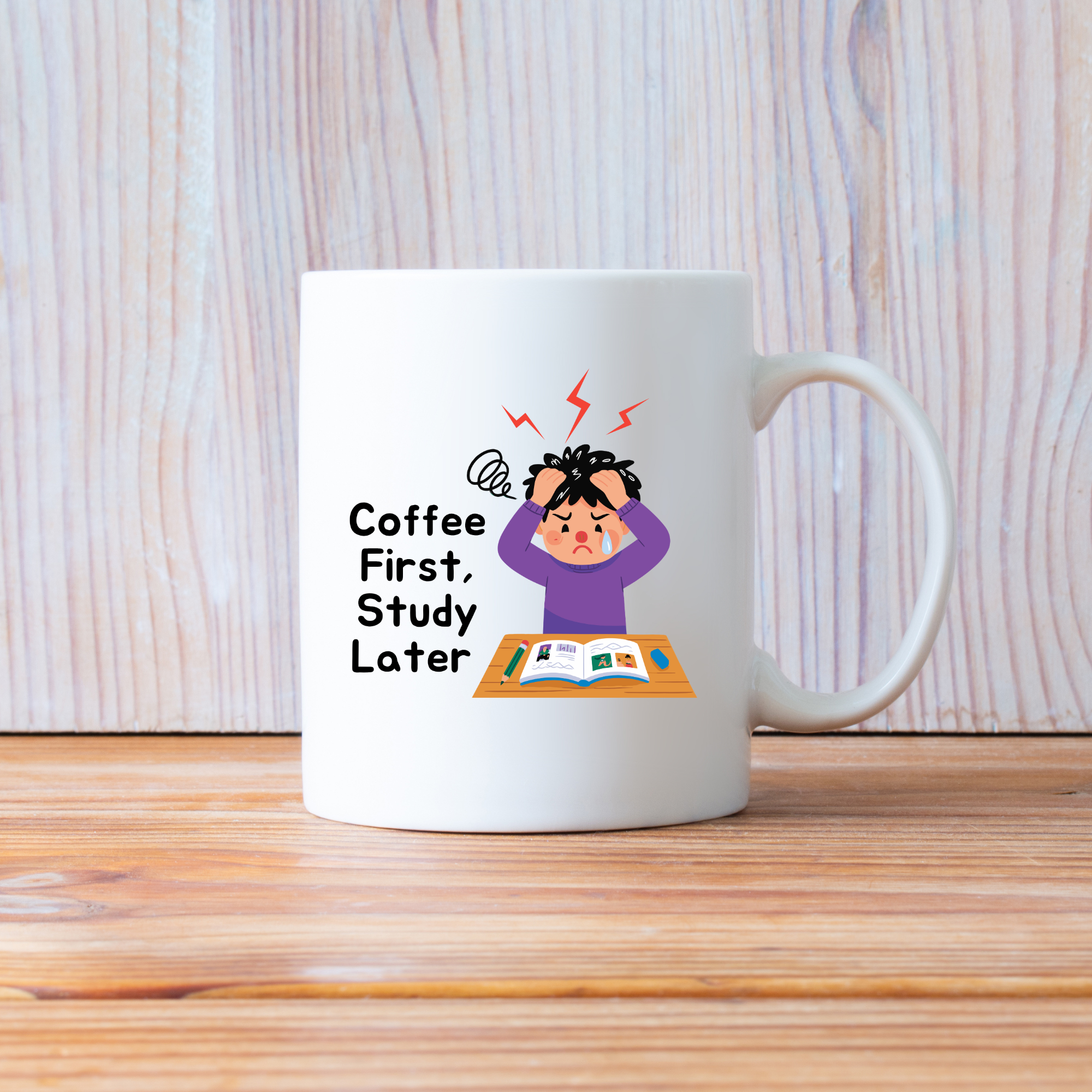 Coffee First Study Later Mug for Kids | Funny Kids Coffee Cup | Gift Mug India | Cute Coffee Mug | Morning Funny Coffee Cup | Ceramic Coffee Cup Office Gift |